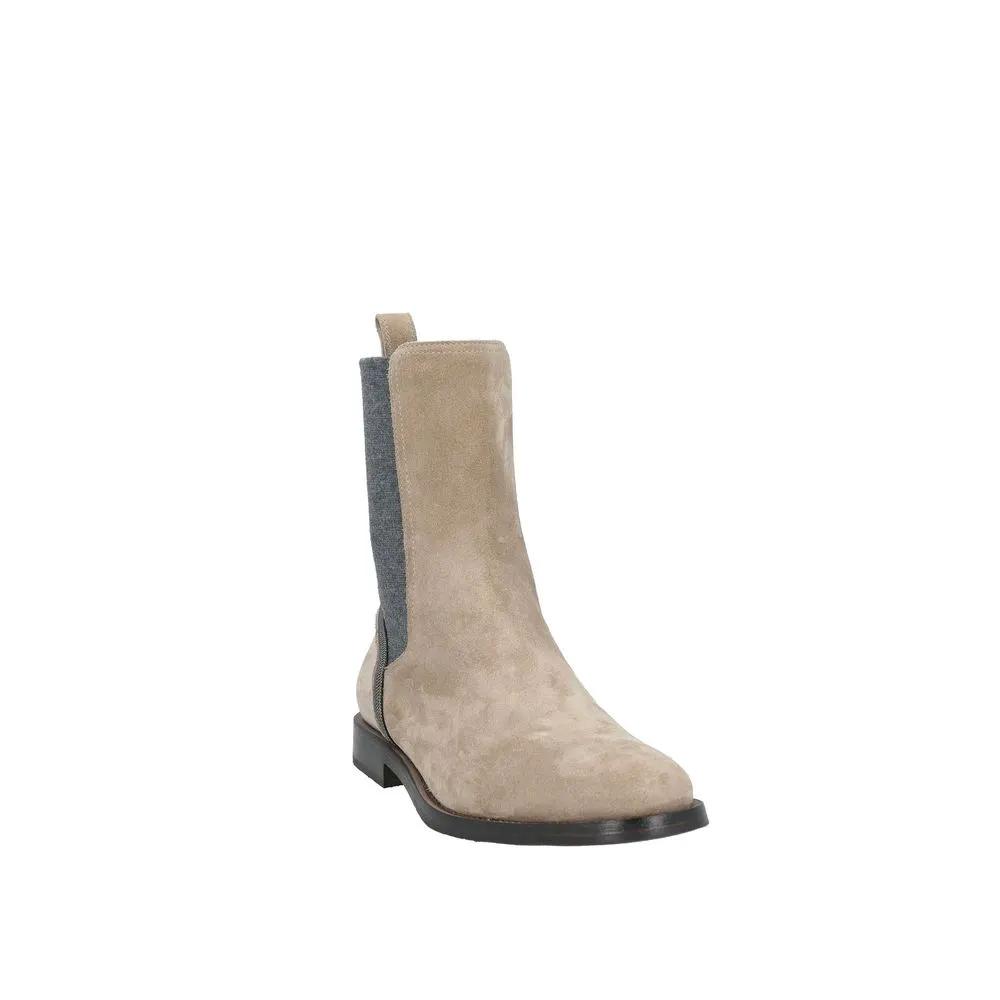 Brunello Cucinelli Sample Sale | Brunello Cucinelli Beige Leather Chelsea Boots - | Designer outlet