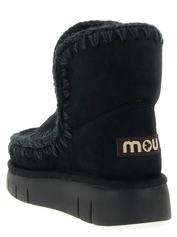 Mou Black Lamb Leather Ankle Boots