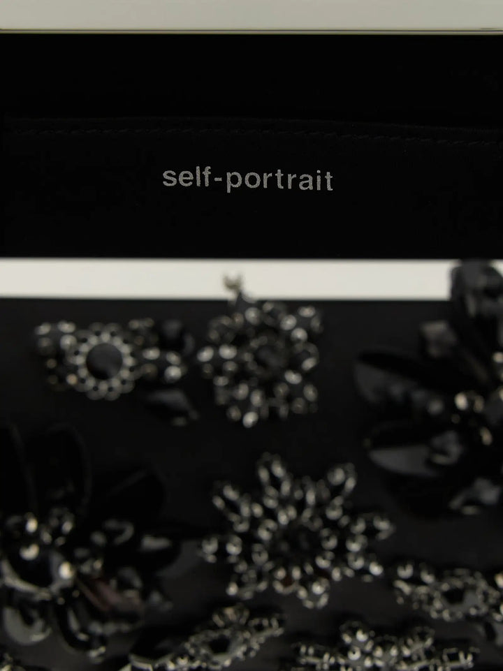 Self-Portrait Black Polyester Clutch Bag