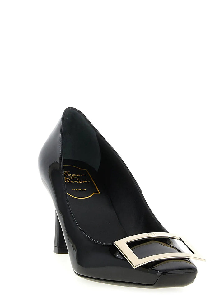 Roger Vivier Black Calfskin Mid Heel Pumps