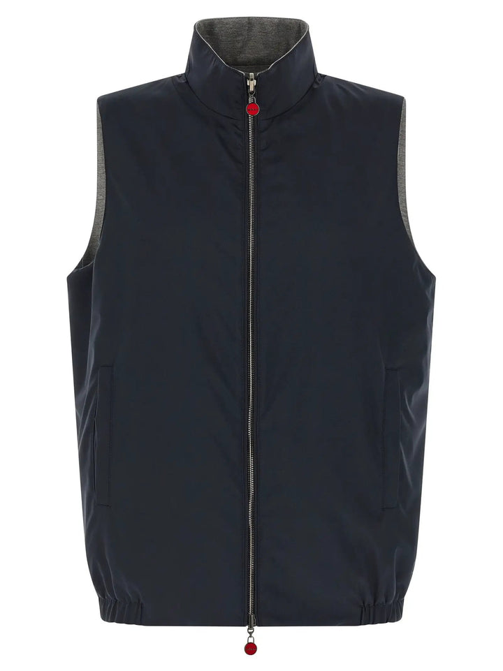 Kiton Blue Cotton Sleeveless Jacket