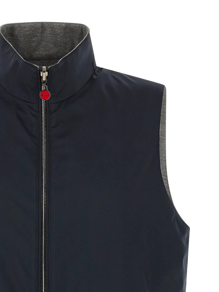 Kiton Blue Cotton Sleeveless Jacket