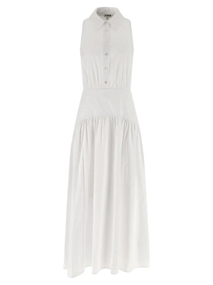 Staud White Cotton Midi Dress