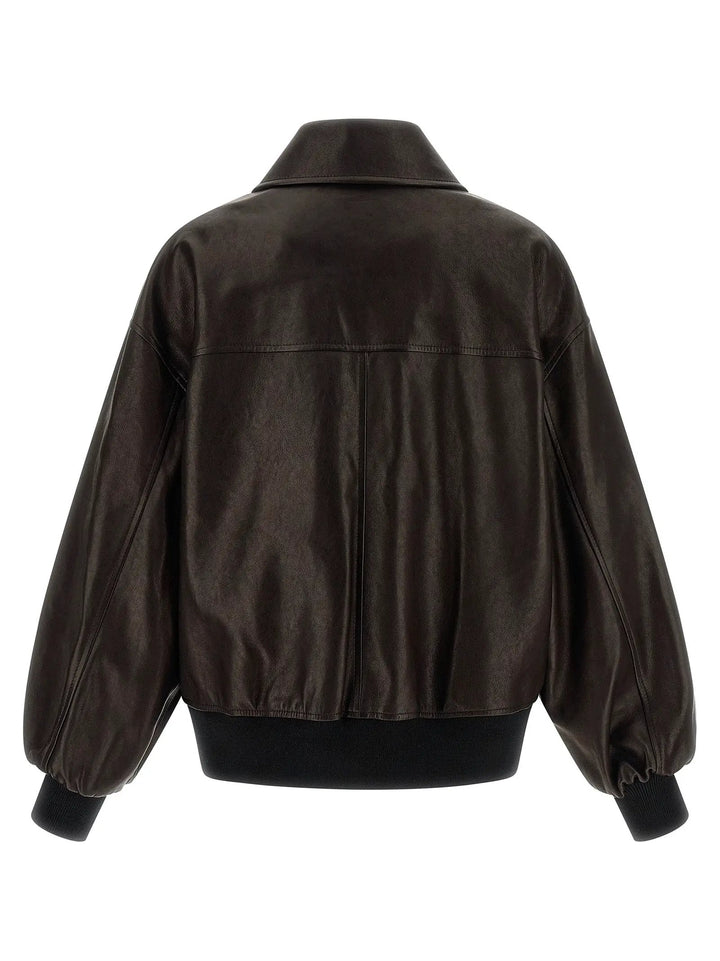 Khaite Brown Lamb Leather Leather Jacket