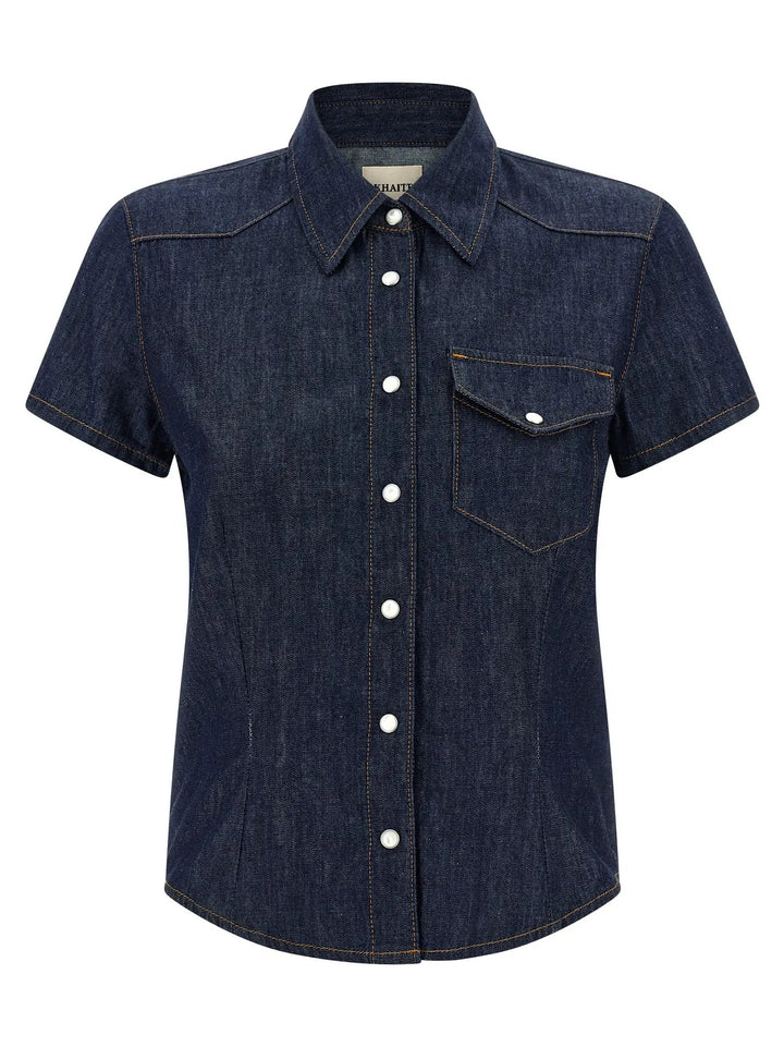 Khaite Blue Cotton Blouse