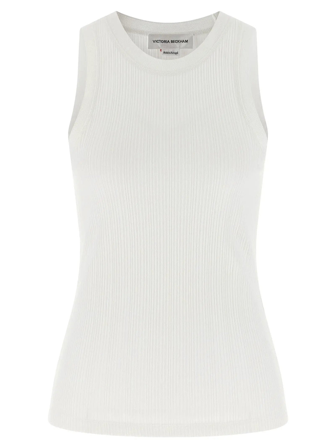 Victoria Beckham White Cotton Sleeveles T-Shirt