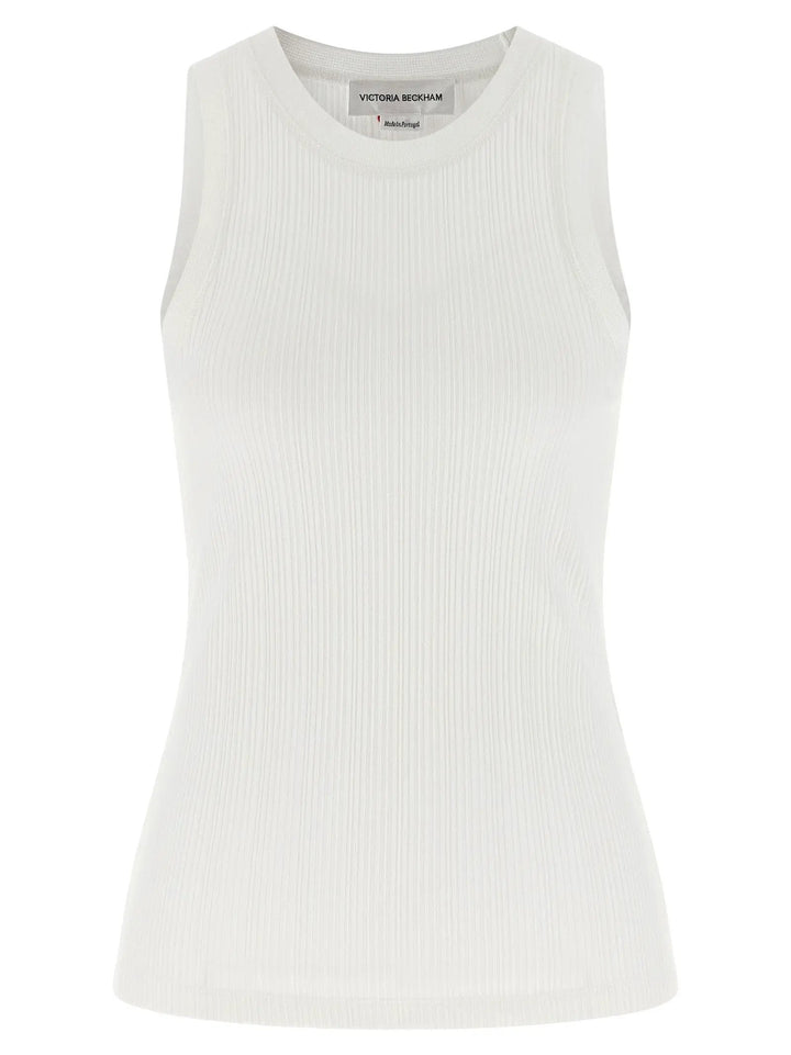 Victoria Beckham White Cotton Sleeveles T-Shirt