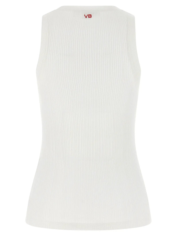 Victoria Beckham White Cotton Sleeveles T-Shirt