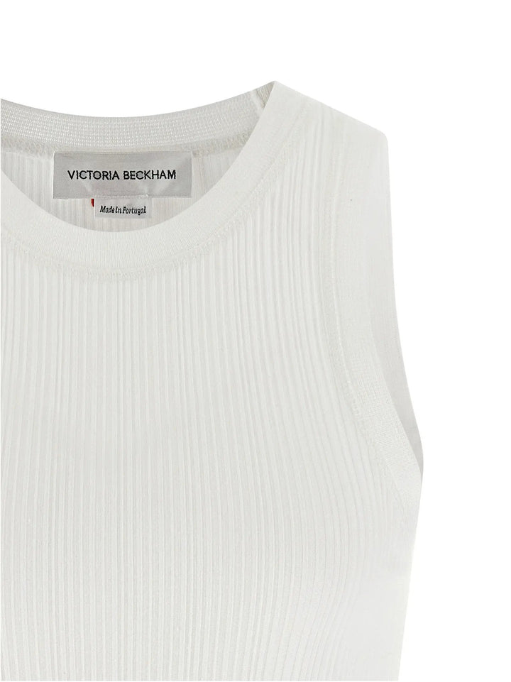 Victoria Beckham White Cotton Sleeveles T-Shirt
