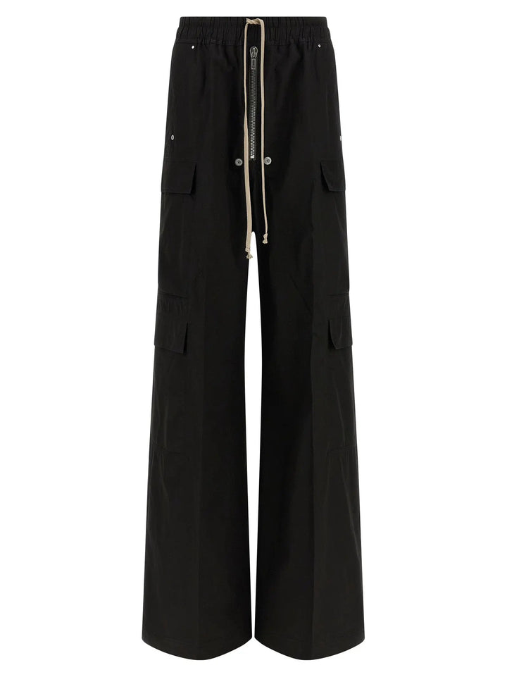 Rick Owens Black Cotton Cargo Pants
