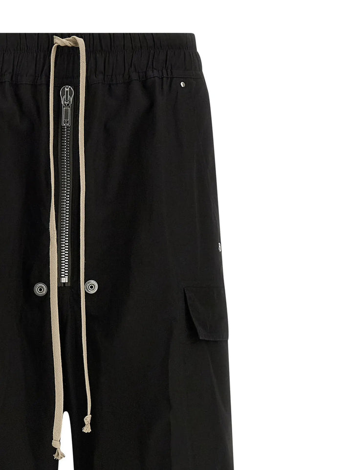 Rick Owens Black Cotton Cargo Pants
