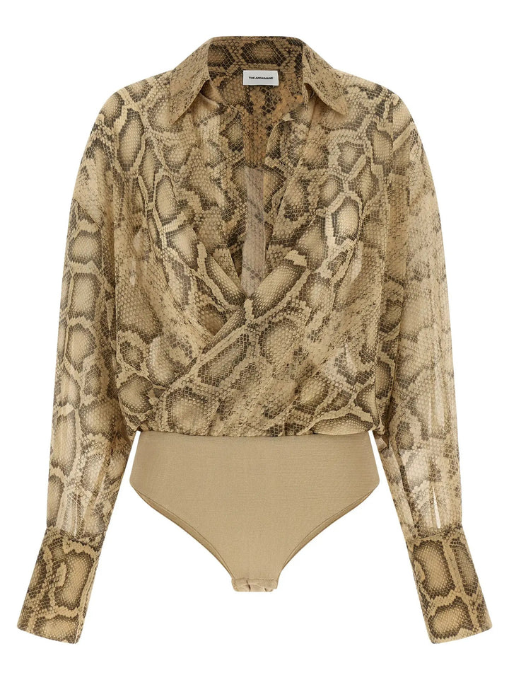 The Andamane Sample Sale | The Andamane Beige Polyester Bodysuit - | Designer outlet