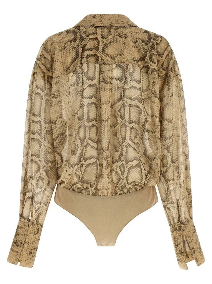 The Andamane Sample Sale | The Andamane Beige Polyester Bodysuit - | Designer outlet