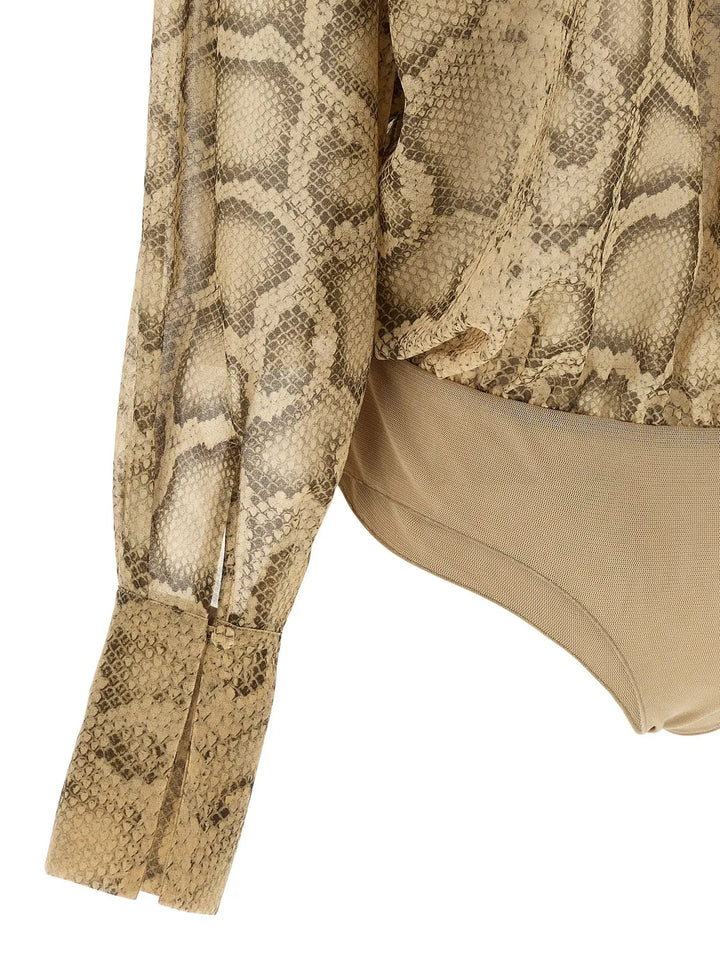 The Andamane Sample Sale | The Andamane Beige Polyester Bodysuit - | Designer outlet