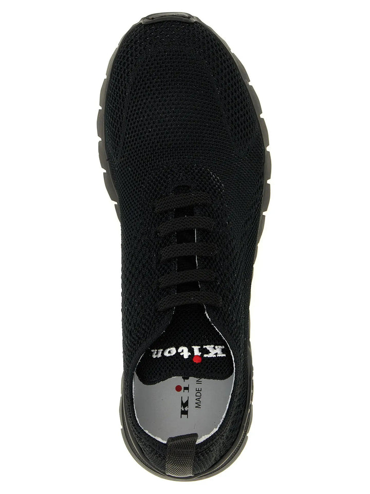 Kiton Black Cotton Athletic Sneakers