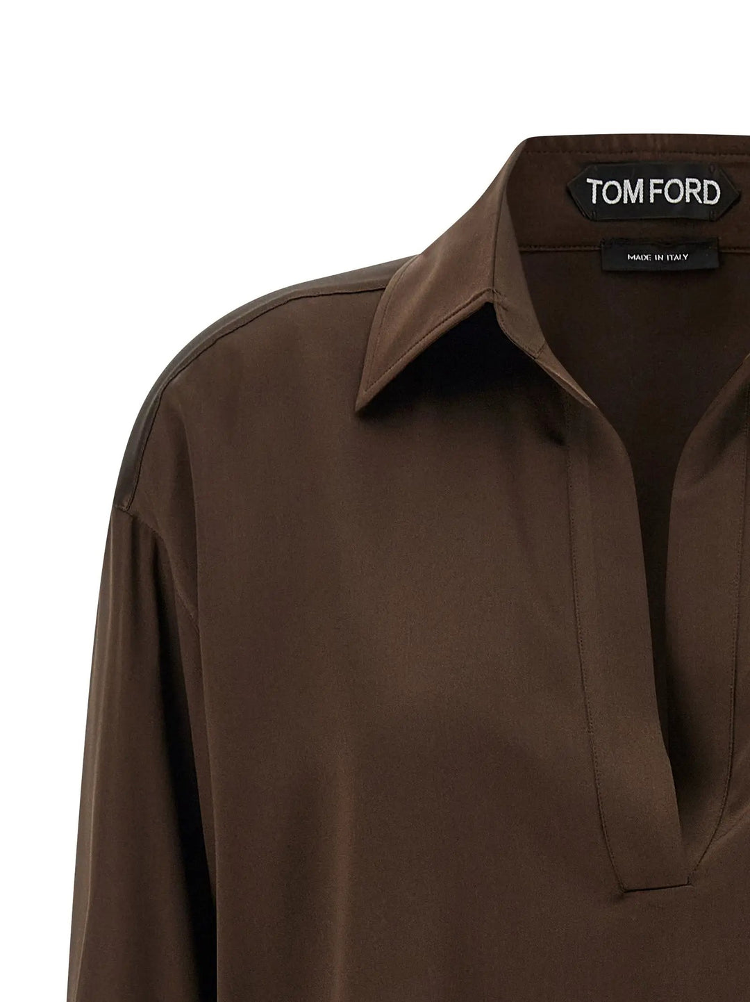 Tom Ford Brown Silk Polo Shirt