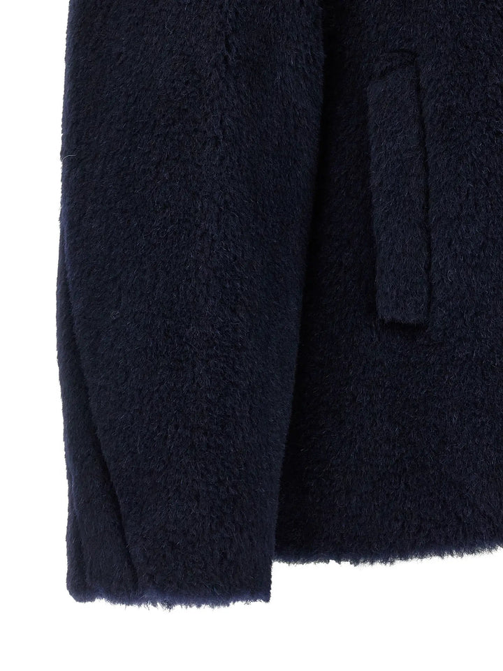Max Mara Blue Alpaca Leather Coat