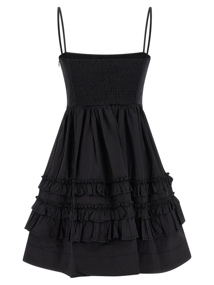 Ganni Black Cotton Short Dress
