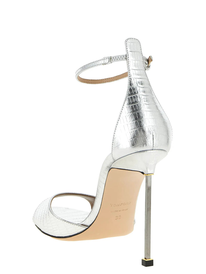 Tom Ford Sample Sale | Tom Ford Silver Leather Stiletto Heel Sandals - | Designer outlet