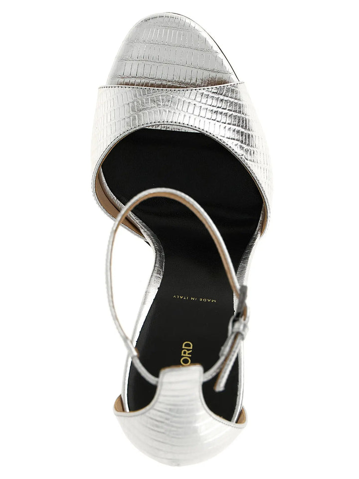 Tom Ford Sample Sale | Tom Ford Silver Leather Stiletto Heel Sandals - | Designer outlet
