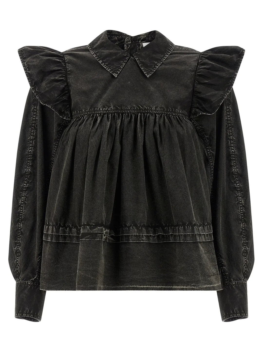 Ganni Black Organic Cotton Blouse
