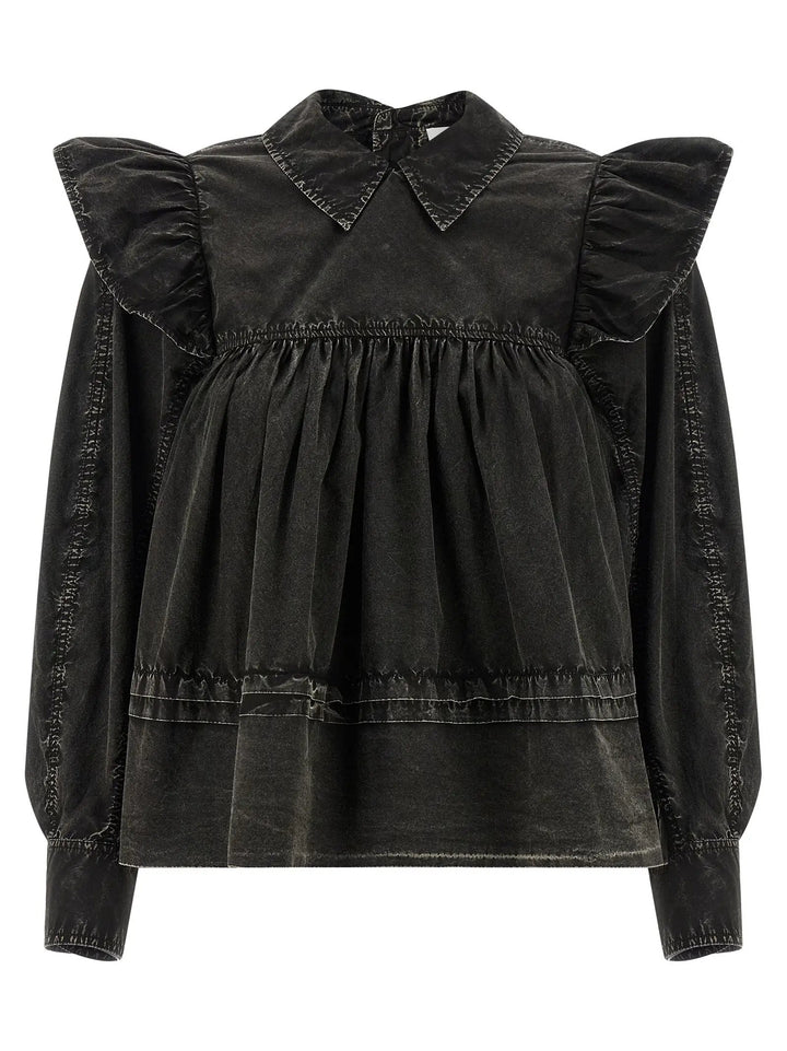 Ganni Black Organic Cotton Blouse
