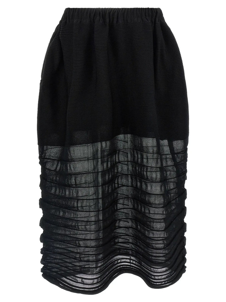 Issey Miyake Black Polyester Midi Skirt