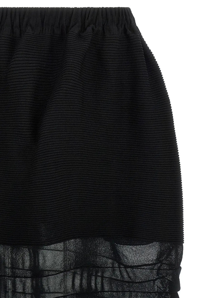 Issey Miyake Black Polyester Midi Skirt