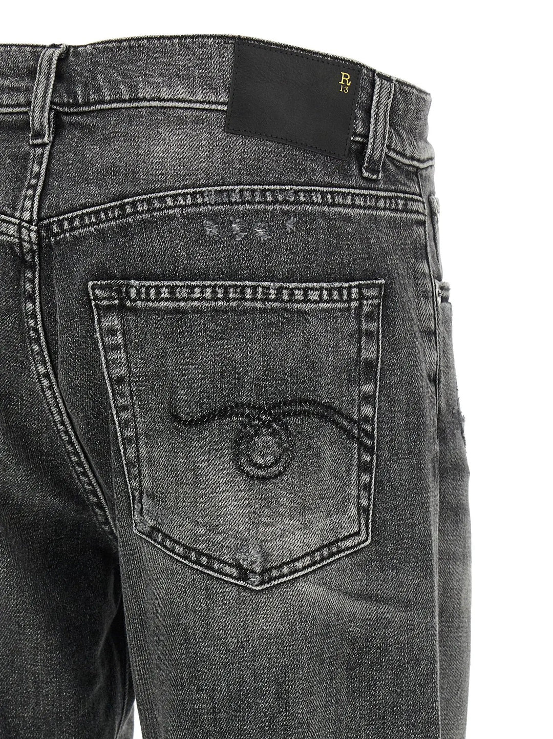 R13 Gray Cotton Boyfriend Jeans