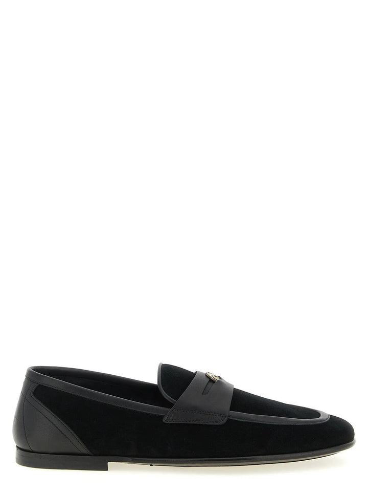 Dolce &amp; Gabbana Black Calfskin Slip-On Loafers