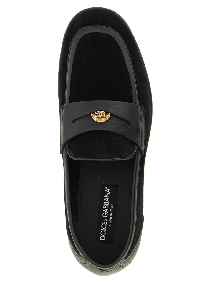 Dolce &amp; Gabbana Black Calfskin Slip-On Loafers