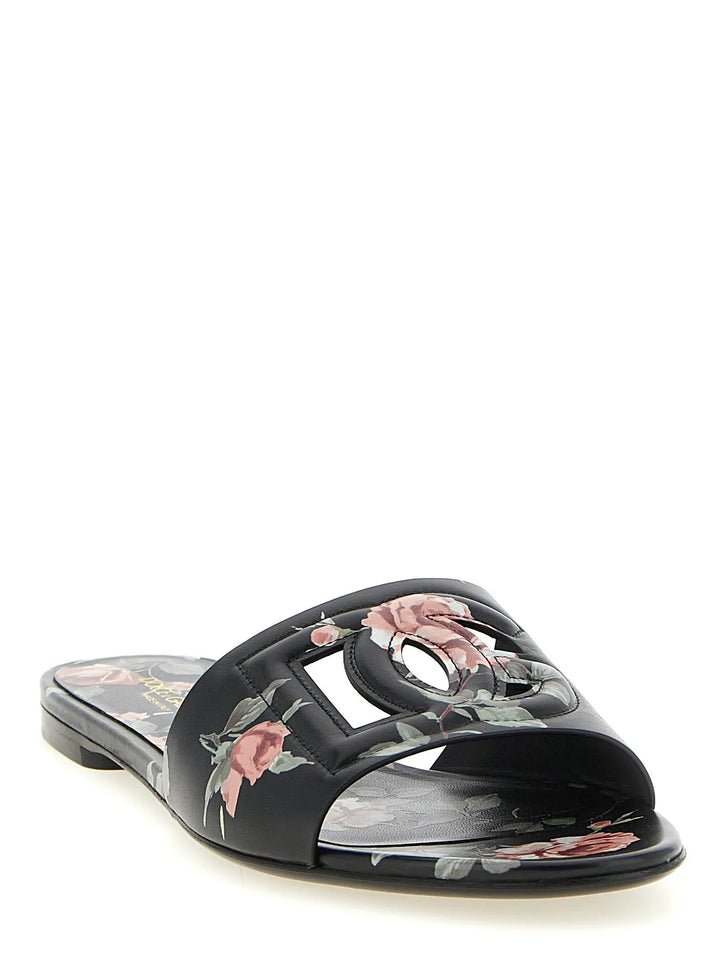 Dolce &amp; Gabbana Black Calfskin Slides