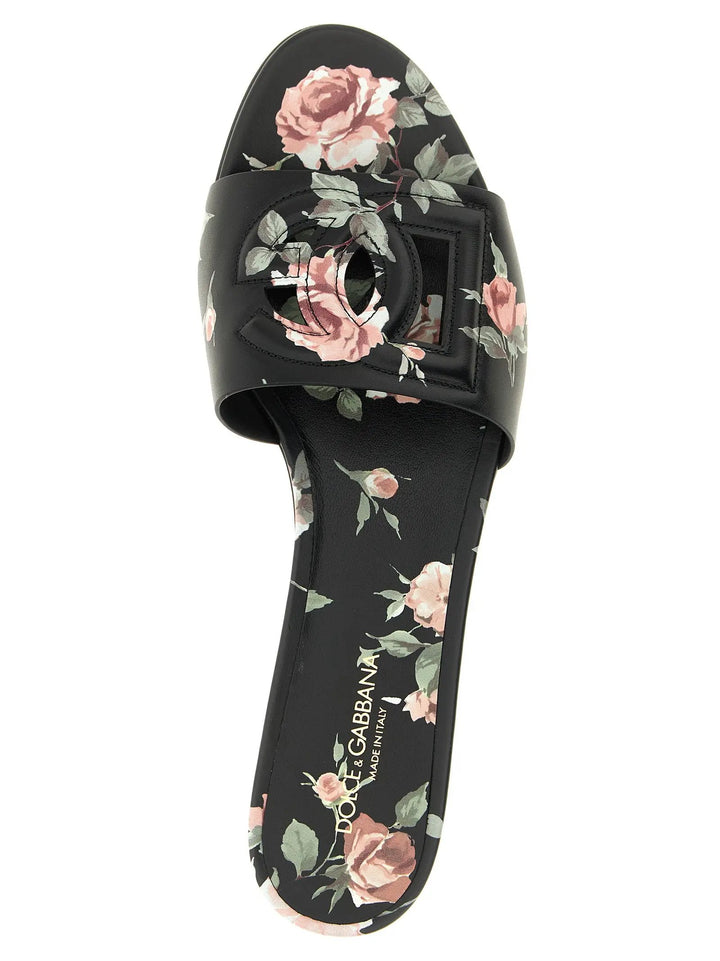 Dolce &amp; Gabbana Black Calfskin Slides