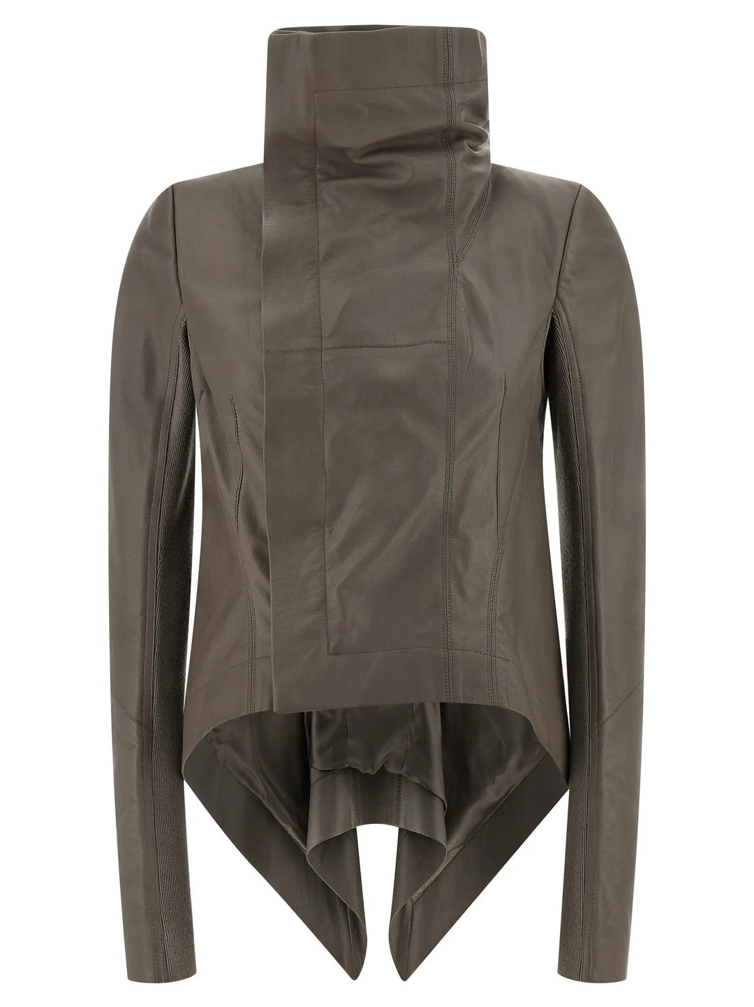 Rick Owens Gray Lamb Leather Leather Jacket