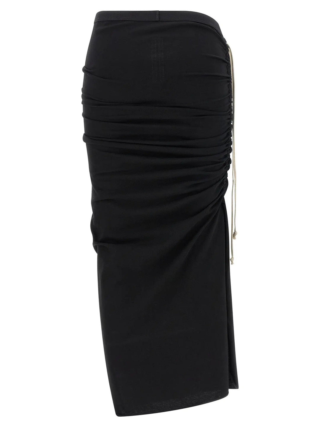 Rick Owens Black Cotton Midi Skirt