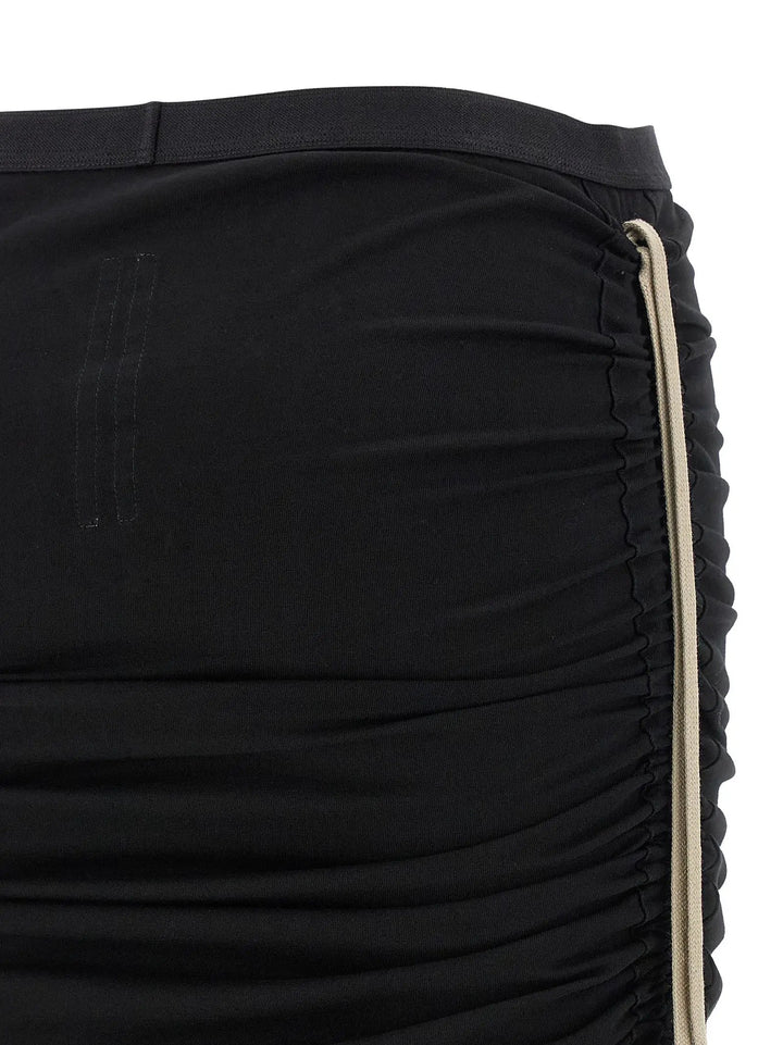 Rick Owens Black Cotton Midi Skirt