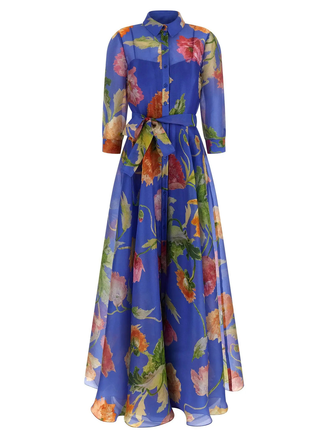 Carolina Herrera Sample Sale | Carolina Herrera Blue Silk Long Dress - | Designer outlet