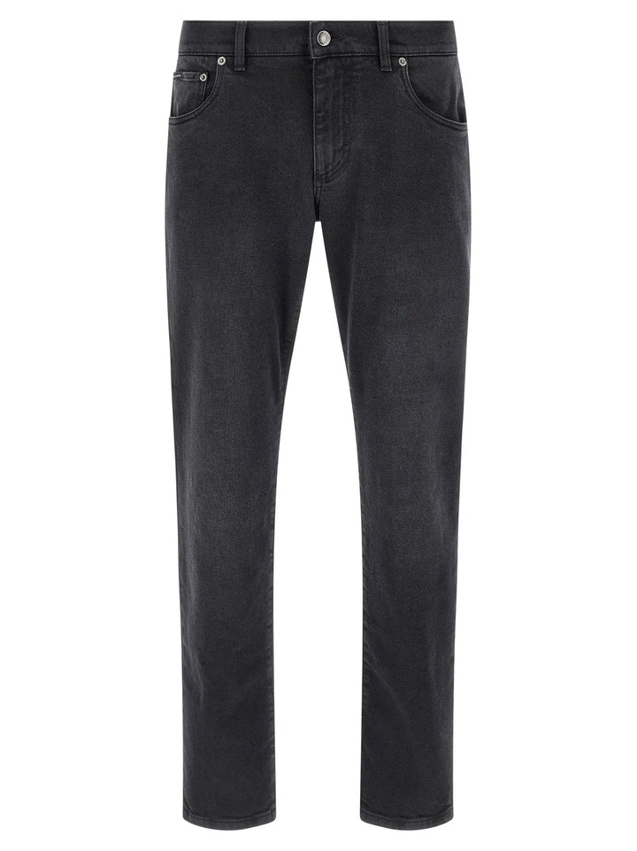 Dolce &amp; Gabbana Black Cotton Straight-Leg Jeans