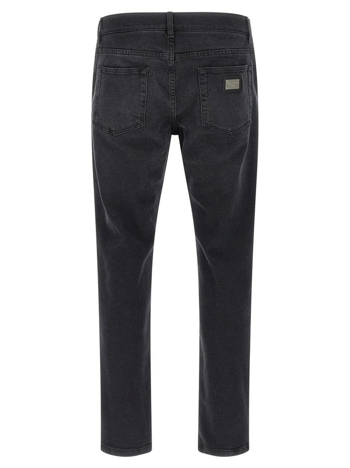 Dolce &amp; Gabbana Black Cotton Straight-Leg Jeans