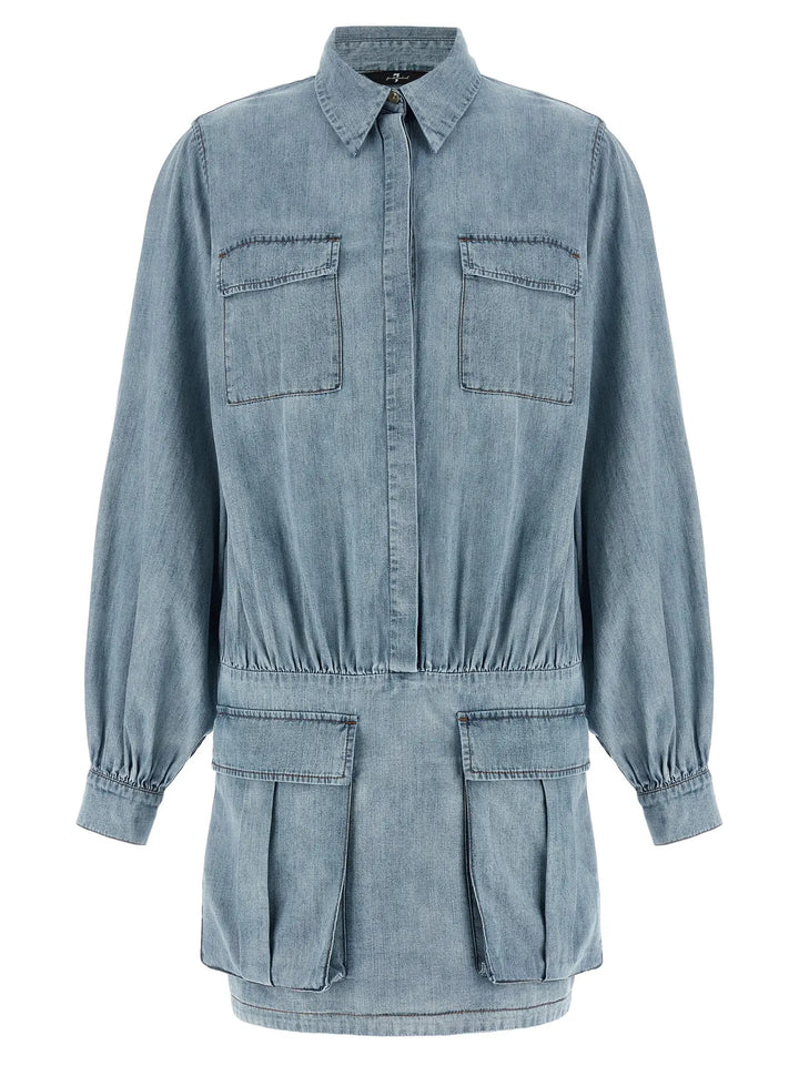 7 For All Mankind Blue Cotton Short Dress