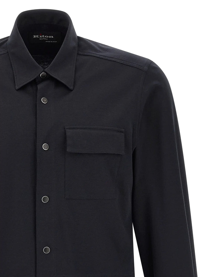 Kiton Blue Cotton Blouse