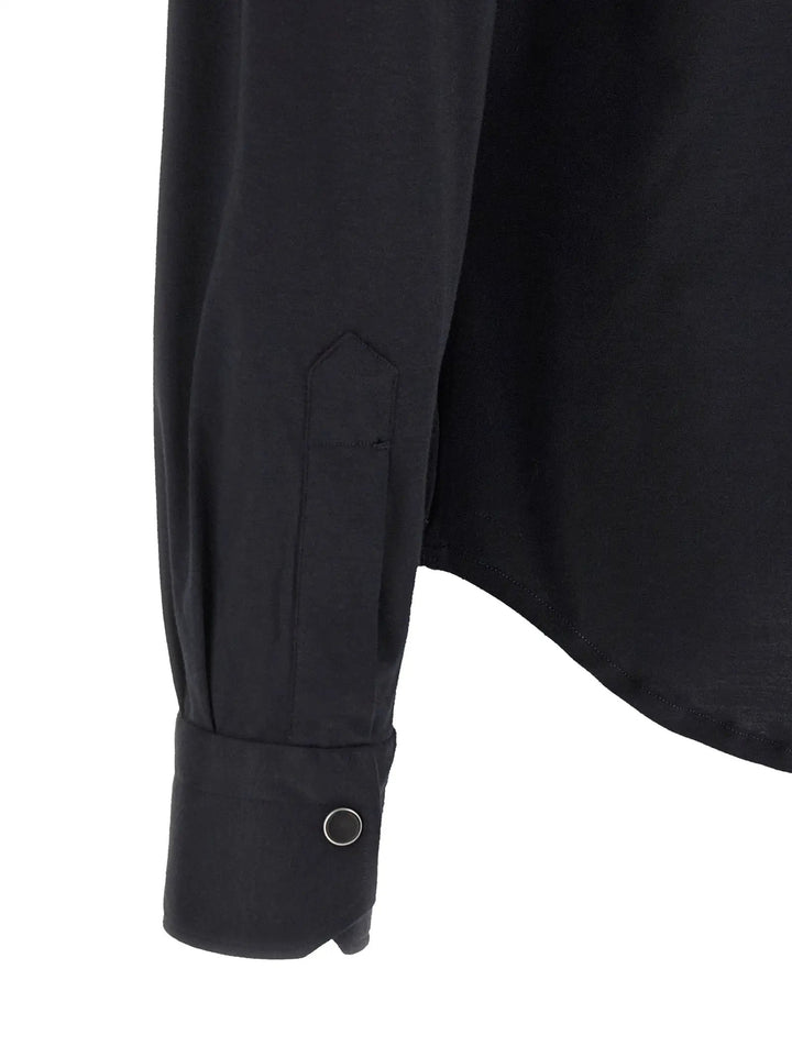 Kiton Blue Cotton Blouse