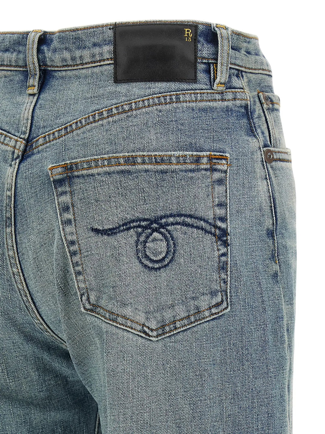 R13 Blue Cotton Flared Jeans