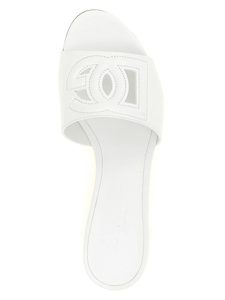 Dolce &amp; Gabbana White Calfskin Platform Sandals
