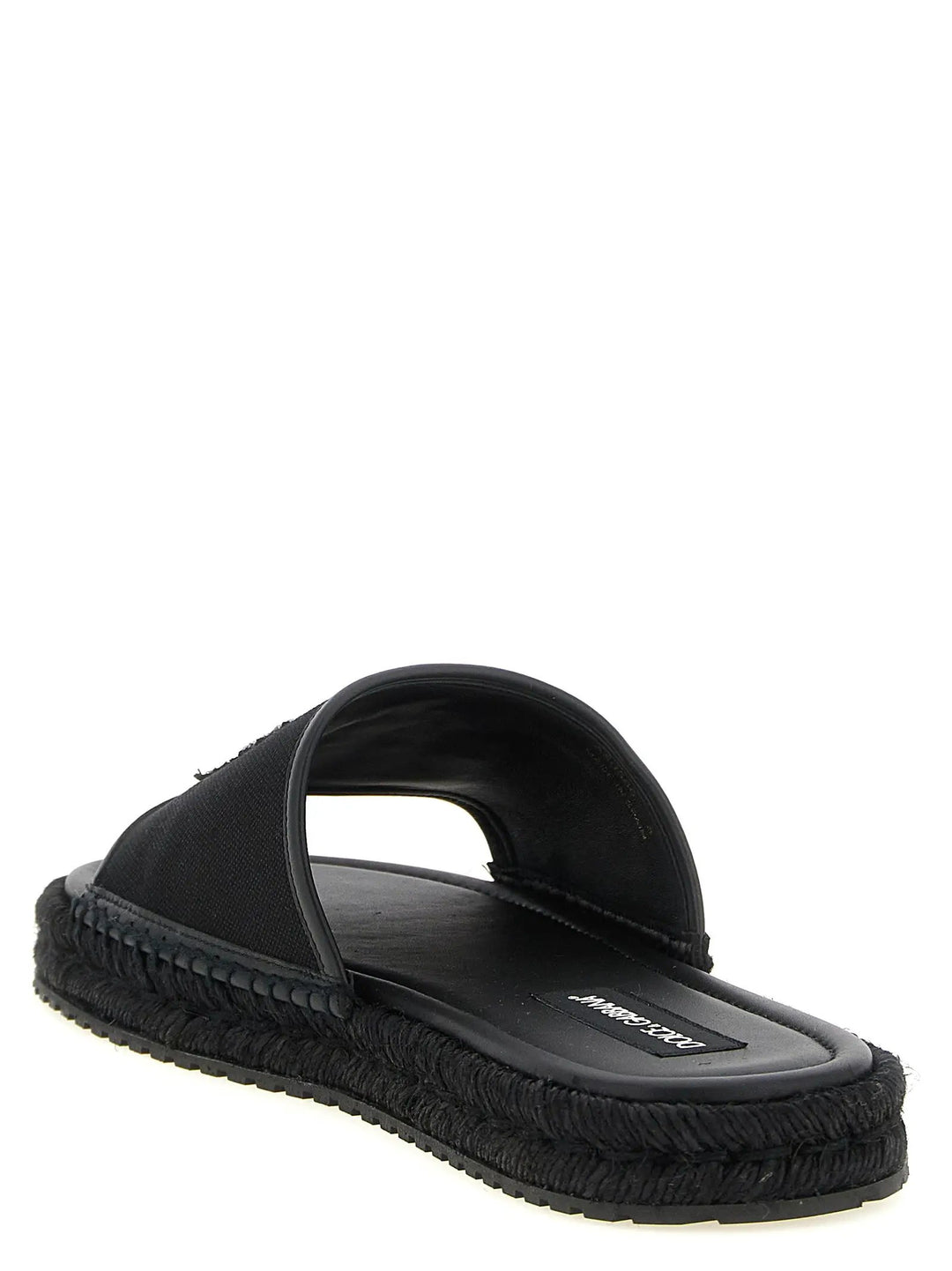 Dolce &amp; Gabbana Black Cotton Slides