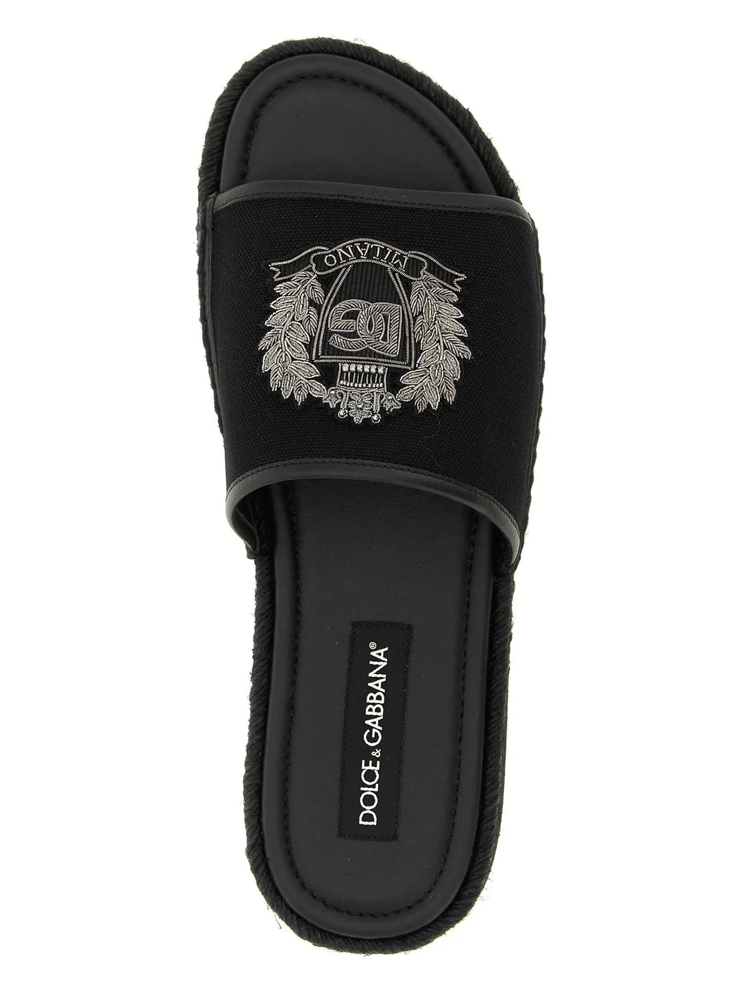 Dolce &amp; Gabbana Black Cotton Slides