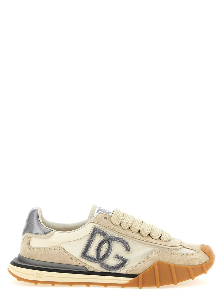Dolce &amp; Gabbana Silver Calfskin Athletic Sneakers