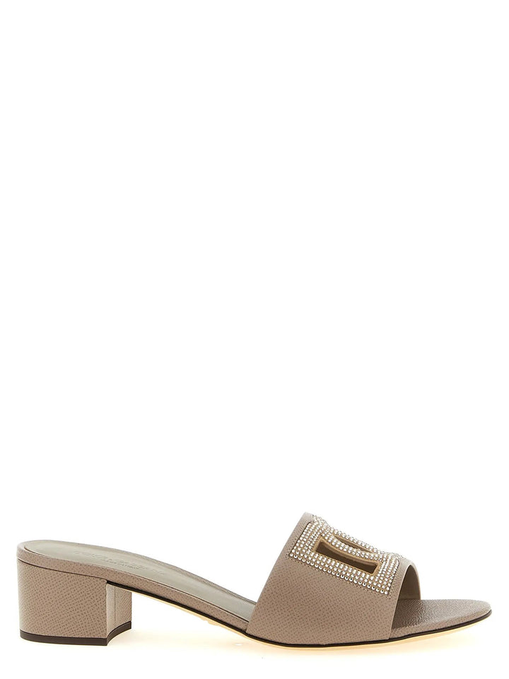 Dolce &amp; Gabbana Gray Calfskin Mules