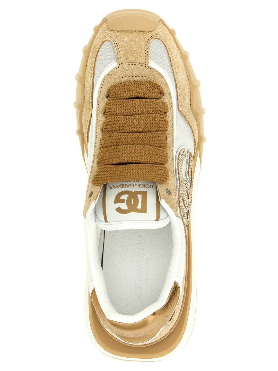 Dolce &amp; Gabbana Beige Calfskin Athletic Sneakers