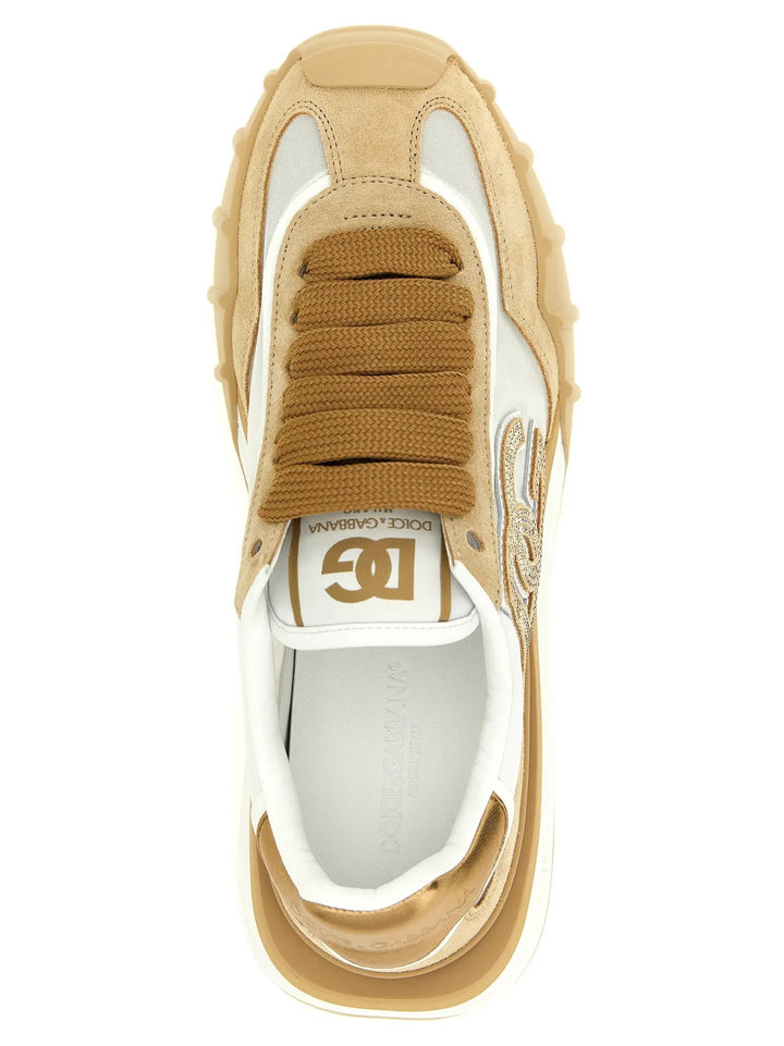 Dolce &amp; Gabbana Beige Calfskin Athletic Sneakers